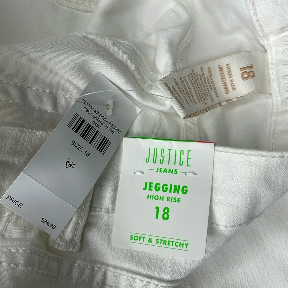 girls white jean jeggings NWT by Justice size 18 girls